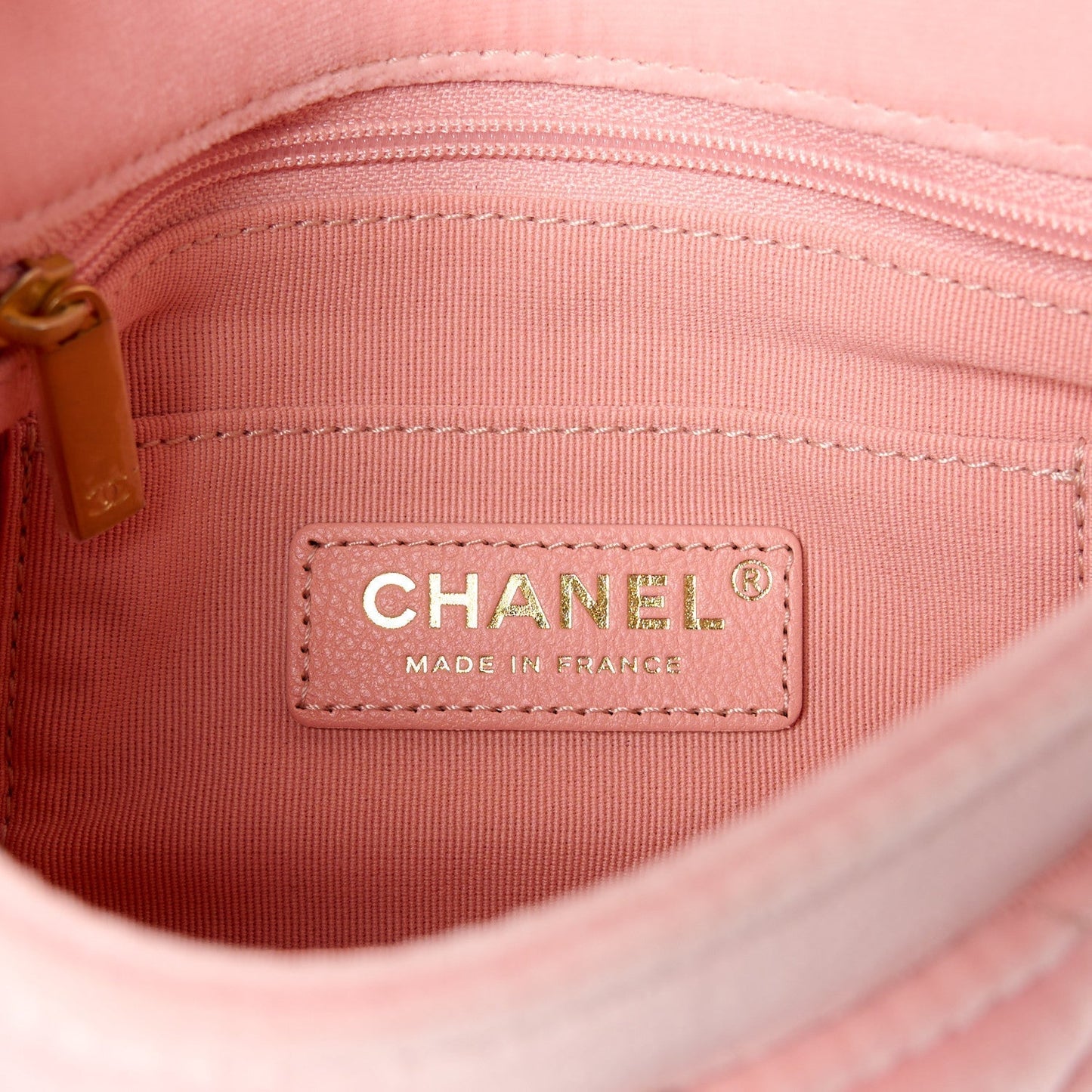 Amelia Velour Quilted Mini Double Frame Flap Rose