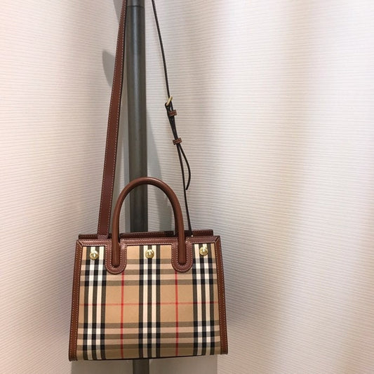 B-Berry - BB  Mini Vintage Check Two-handle Title Bag Archive Beige For Women, Bags 10.2in/26Amelia80252671