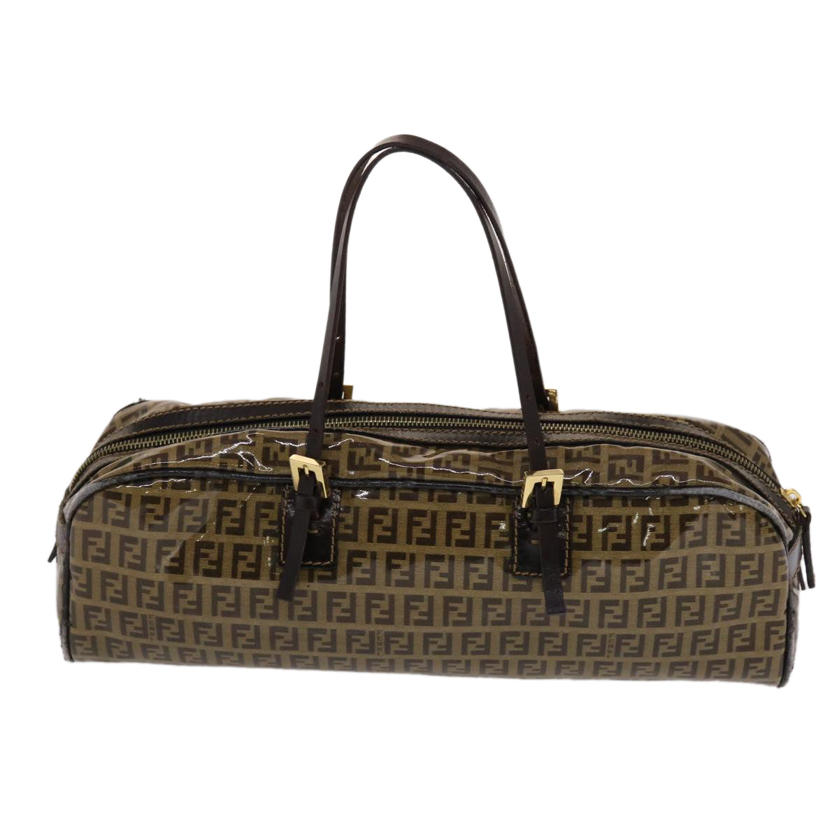FENDI Zucchino Canvas Hand Bag Coated Canvas Brown  49107