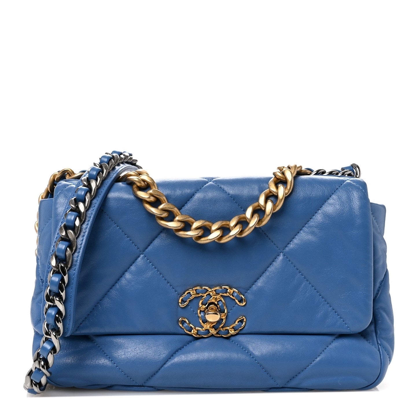 Amelia Lambskin Quilted Medium 19 Flap Blue