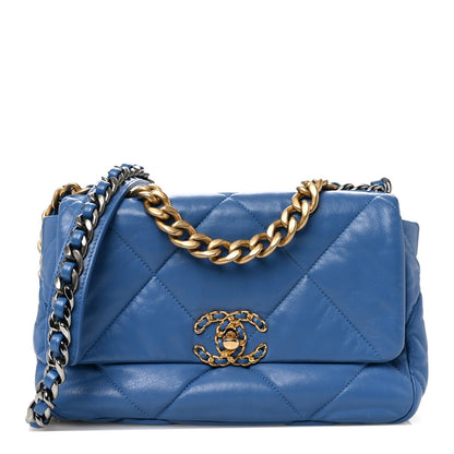 Amelia Lambskin Quilted Medium 19 Flap Blue