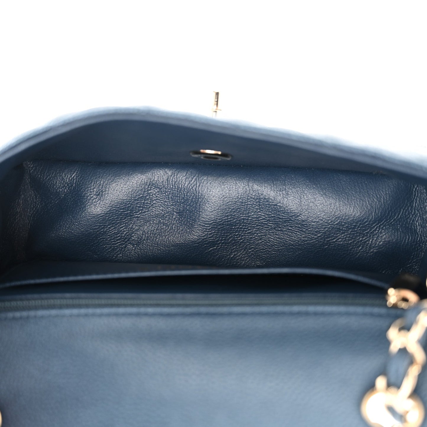 Amelia Iridescent Caviar Quilted Mini Rectangular Flap Dark Blue