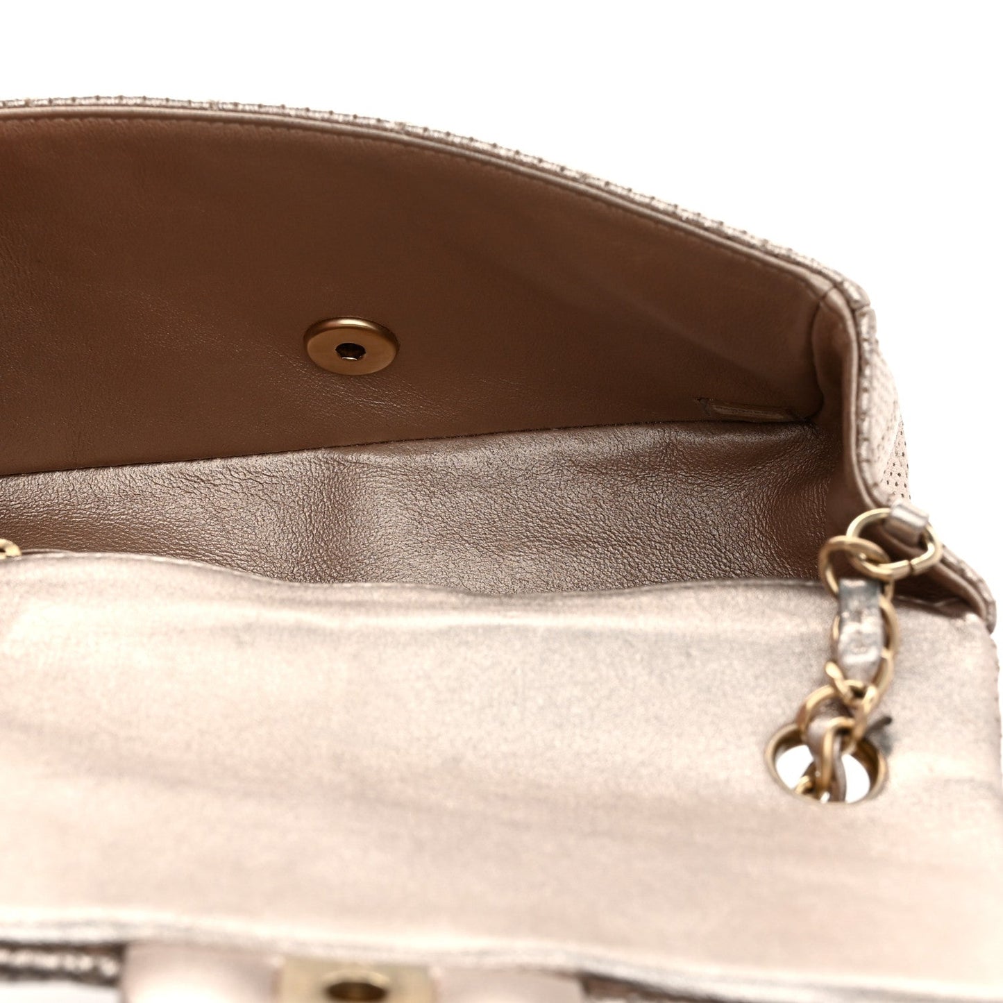 Amelia Metallic Lambskin Perforated Mini Rectangular Flap Light Gold