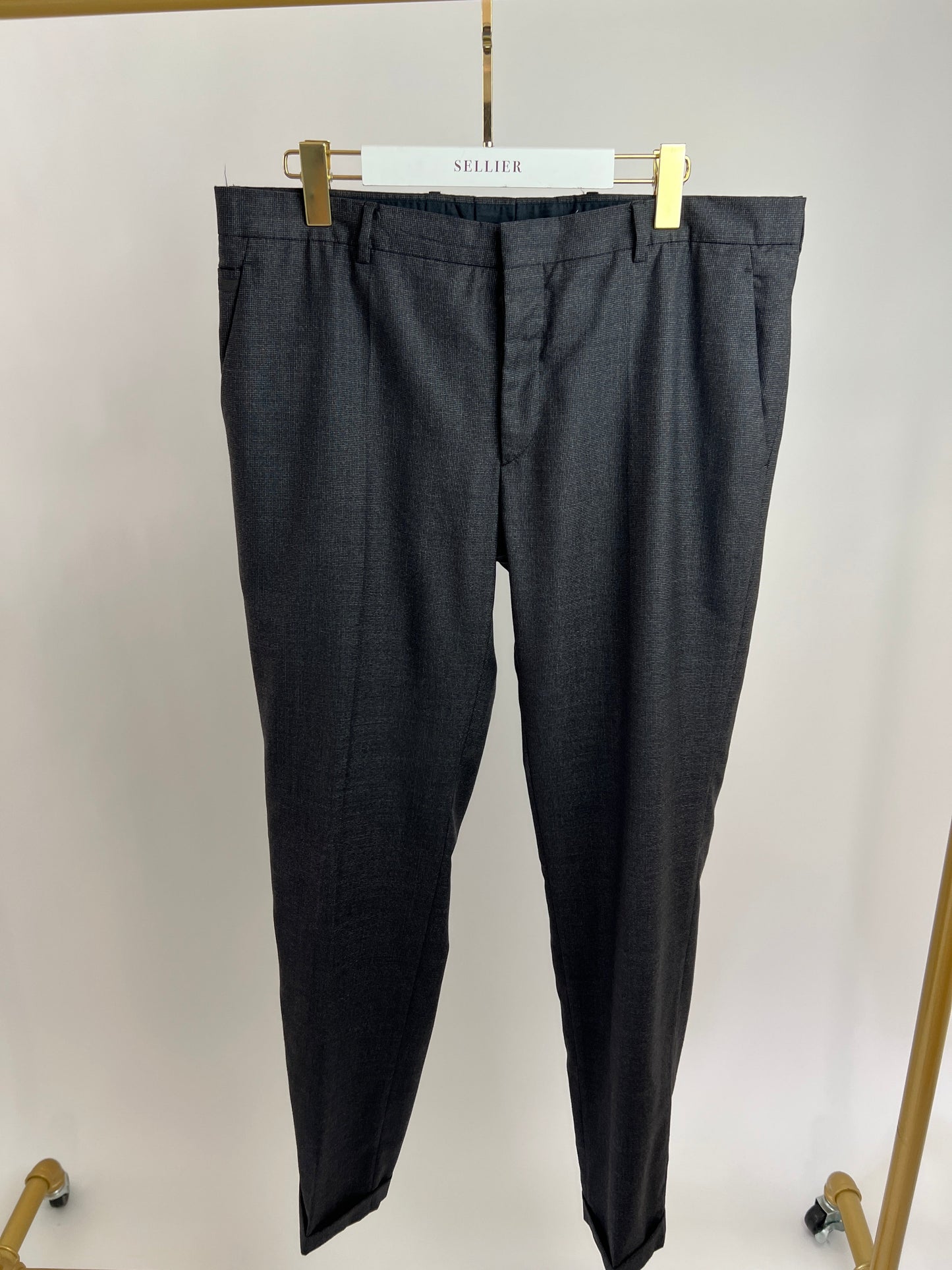 Prada Dark Grey Tailored Menswear Suit Jacket and Tro rs Size UK 44