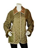 Burberry NWT Natural Monogram-Print Quilted Silk Jacket sz 14