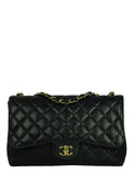 Chanel Black Caviar Leather Single Flap Jumbo Classic Bag