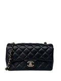 Chanel Black Lambskin Leather Quilted Rectangular Mini Flap Bag