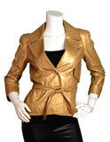 Chanel Gold Leather Single Button Jacket w. Belt FR38/ US 4-6
