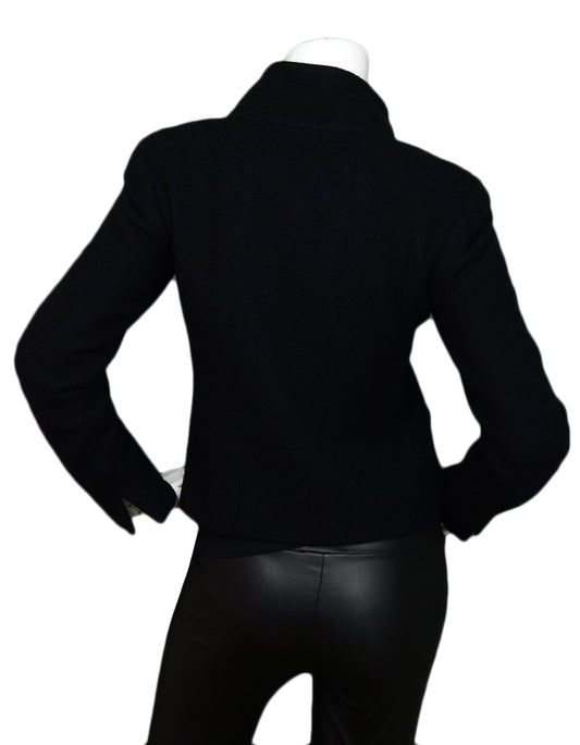 Chanel Black Cashmere Four-Pocket Zip-Up Jacket sz 36