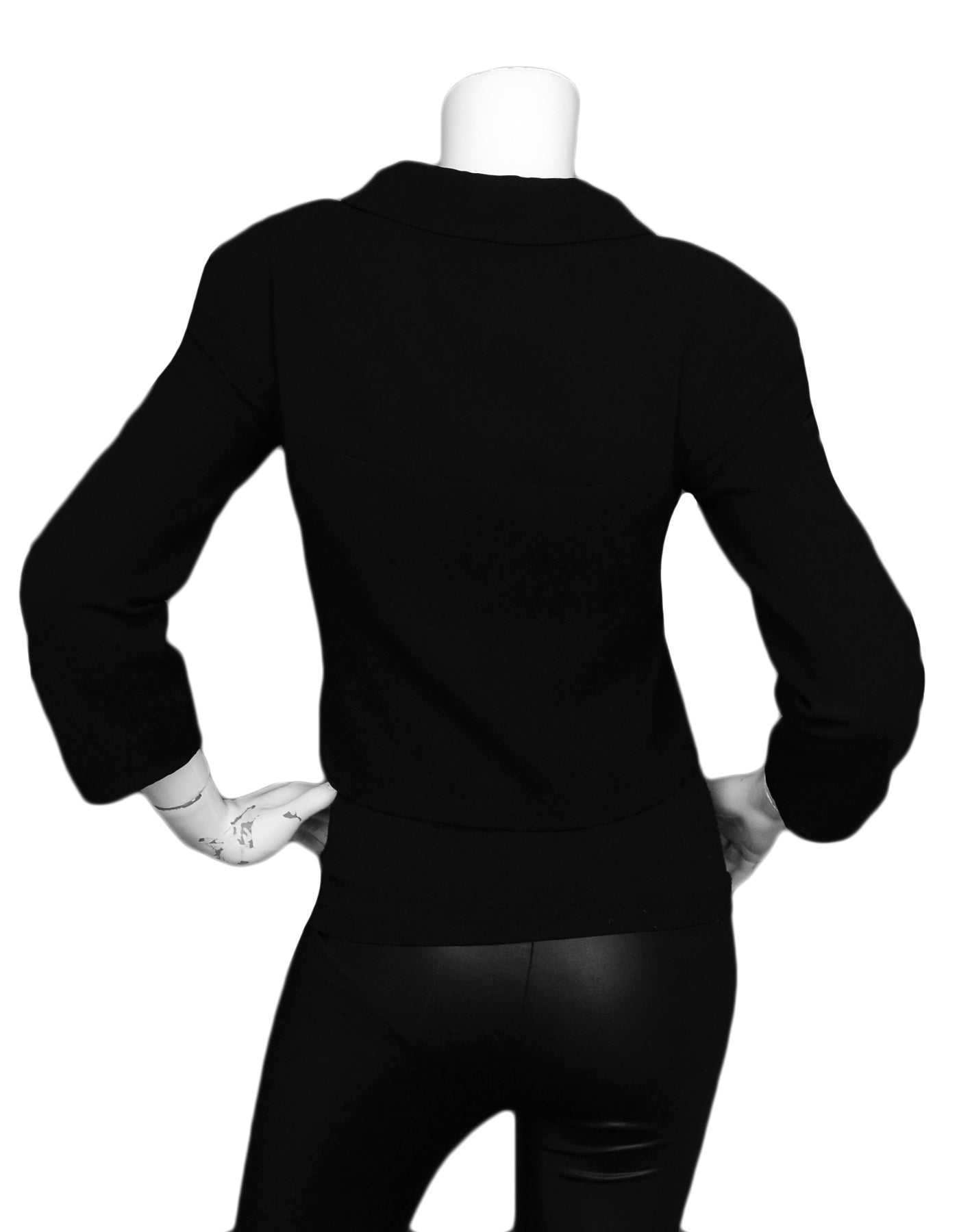 Chanel   Black Wool Cropped Jacket w/ Zipper sz 34