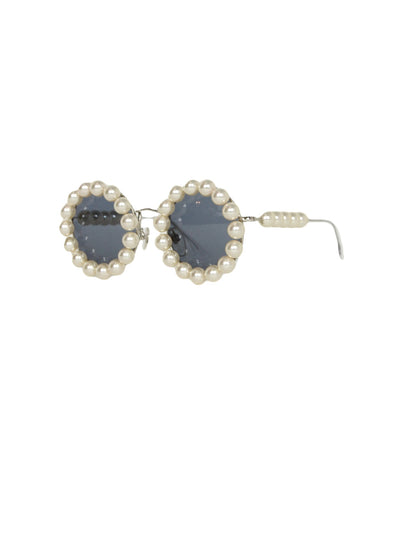 Chanel '90s Runway Round Pearl Framed Sunglasses