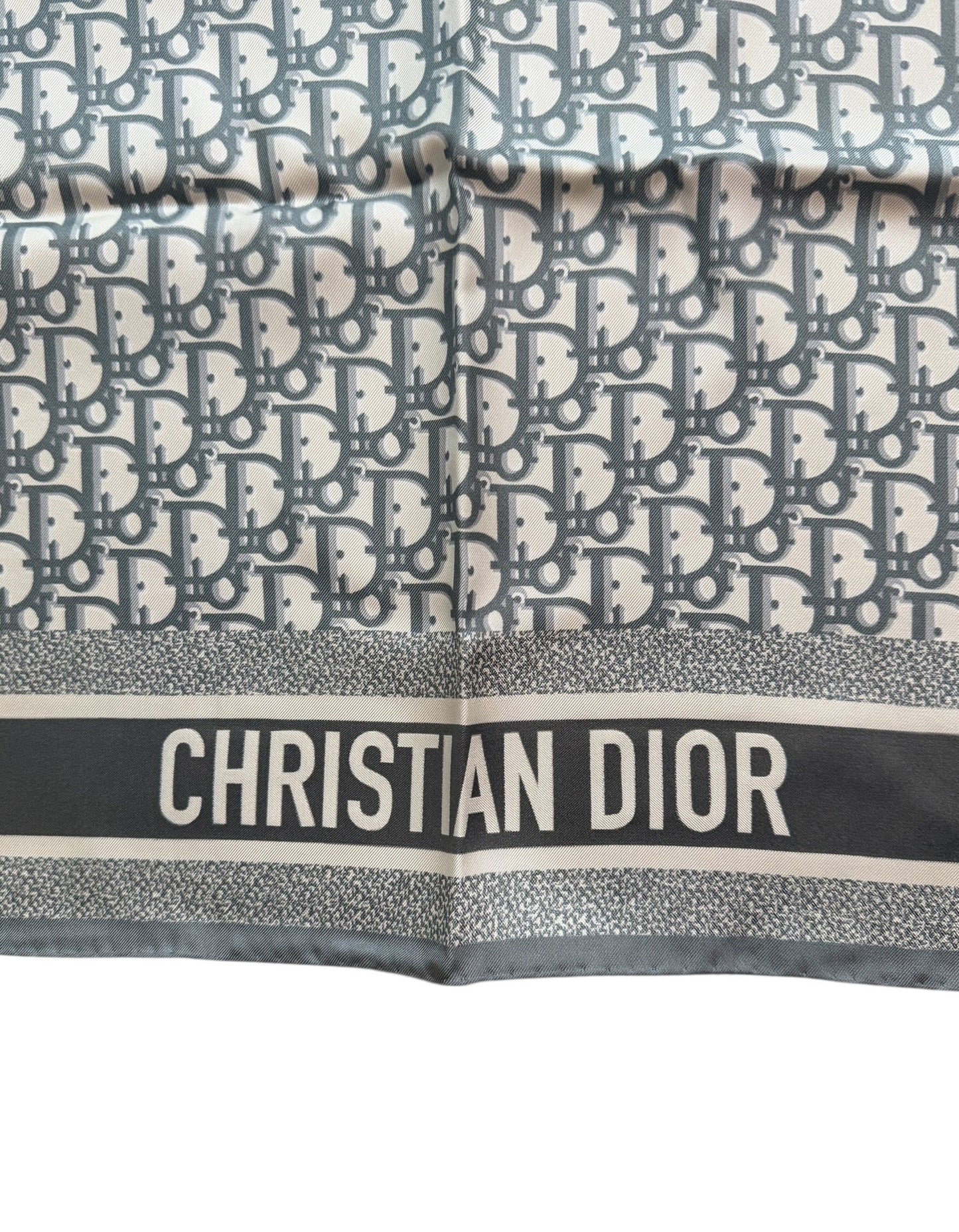 Dior Gray Oblique Diortwin 90 Square Silk Scarf