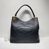 No.4350-Prada Vitello Phenix Embossed Logo Hobo Tote Bag