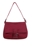 Fendi Red Mini Monogram Zucchino Mama Baguette