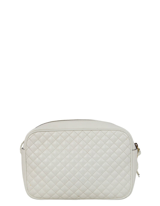 Gucci White Calfskin Web Trapuntata Small GG Shoulder Bag
