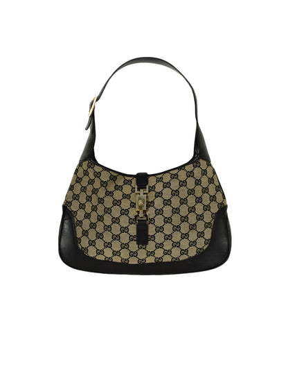 Gucci Black Monogram Canvas/Leather Jackie-O Shoulder Bag