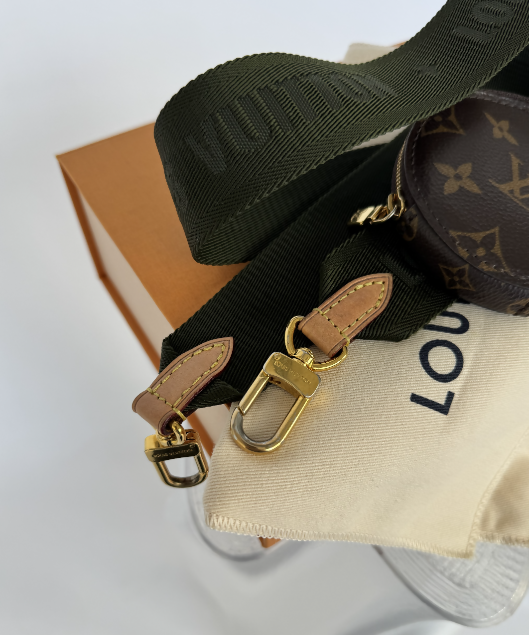 Louis Vuitton Jacquard Strap with Round Coin Purse – Khaki Green - FULL SET