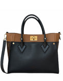 Louis Vuitton Black Calfskin & Monogram On My Side Tote Bag