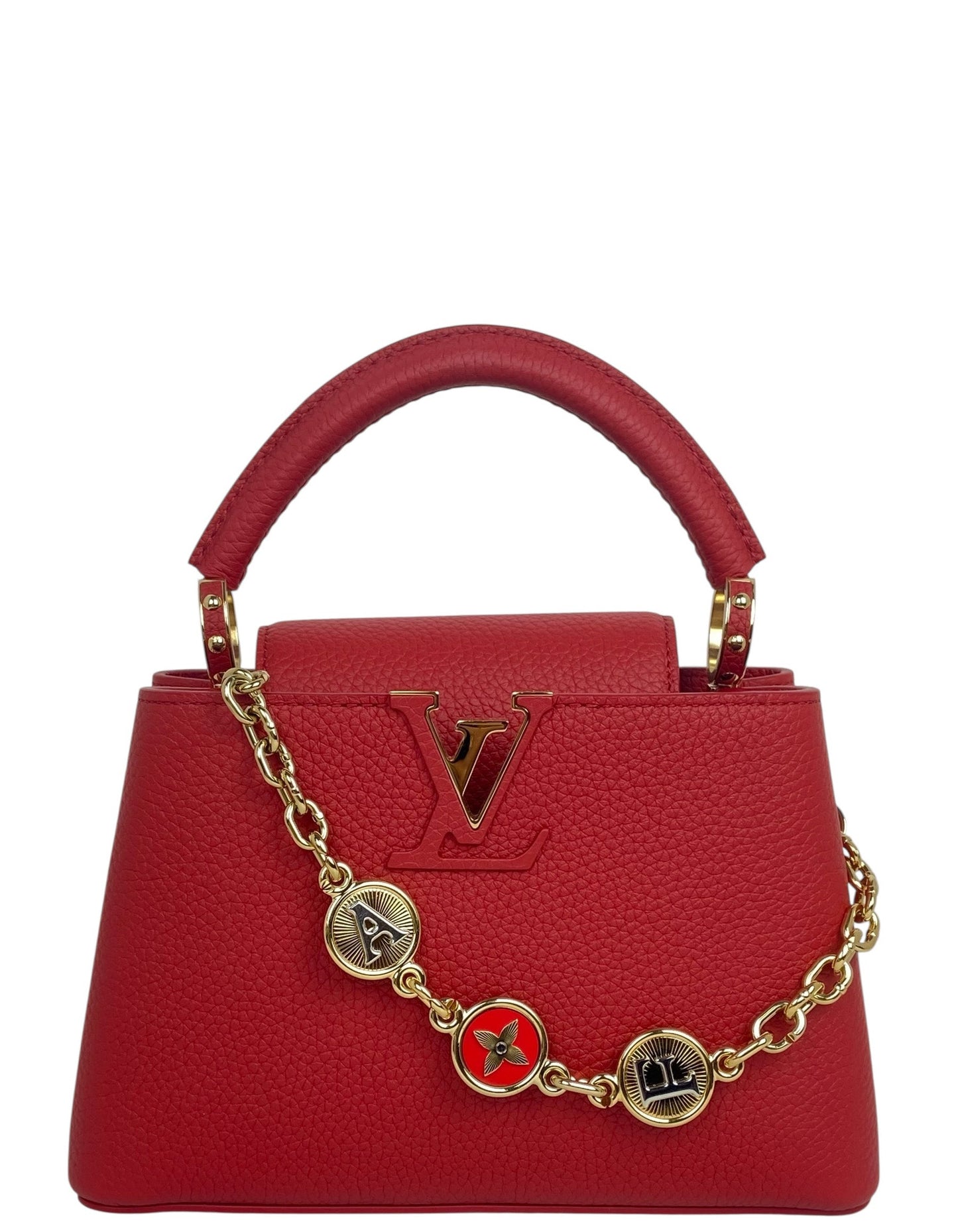 Louis Vuitton Gold/Red My Capucine "AF" Initial Chain Strap