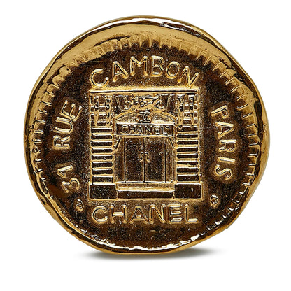 CHANEL 31 Rue Cambon Hammered Medallion Brooch Costume Brooch