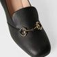 *New* Gucci In Black Smooth Leather & Front Golden Shoes