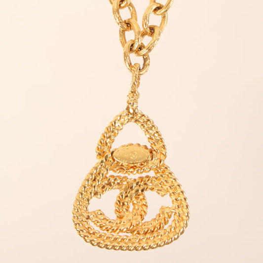 CHANEL 1993 Made Triangle Cc Mark Plate Necklace