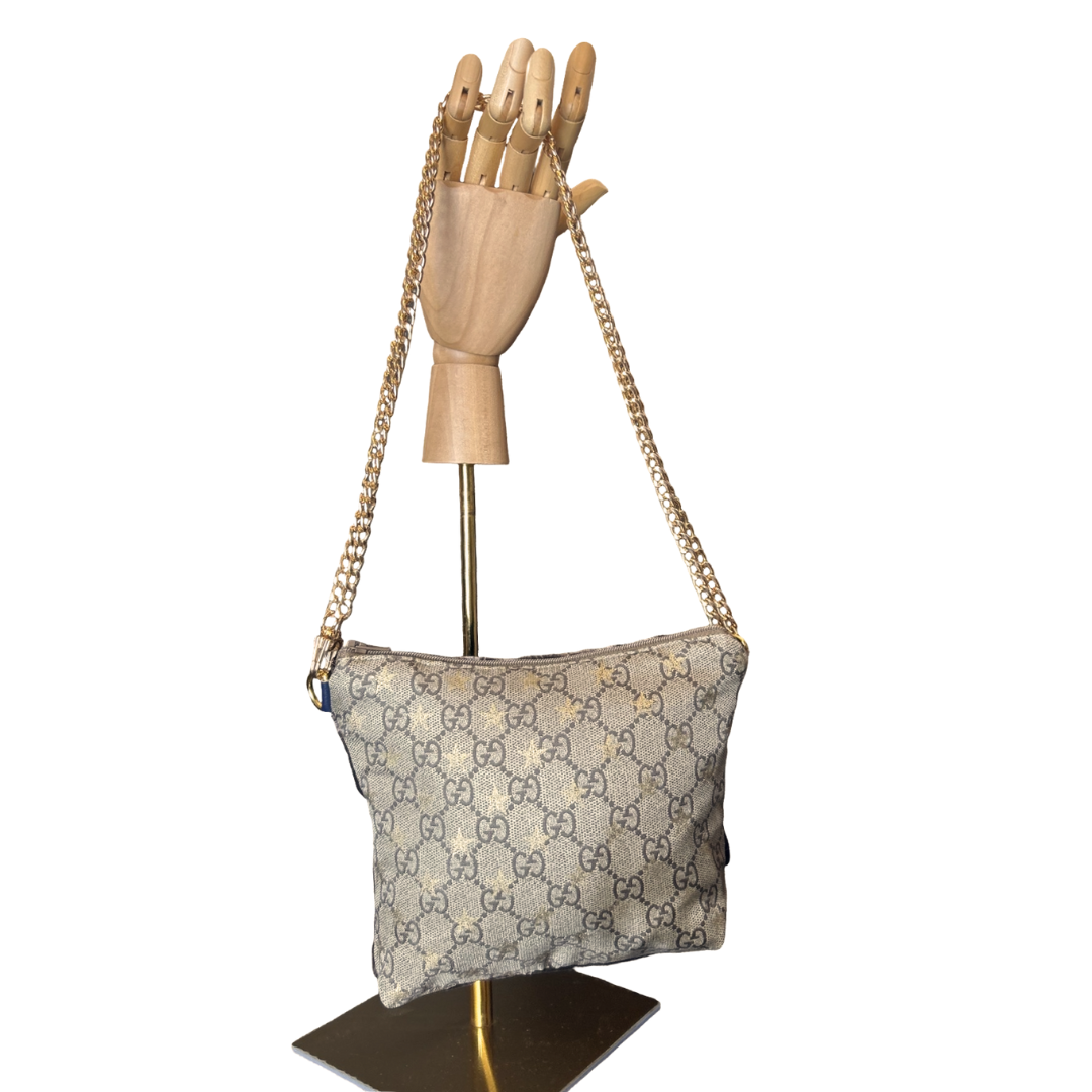 GG Logo Stars   Silk Scarf Crossbody Bag
