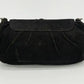 Prada Black Suede Rhinestone Alligator Flap Shoulder Bag