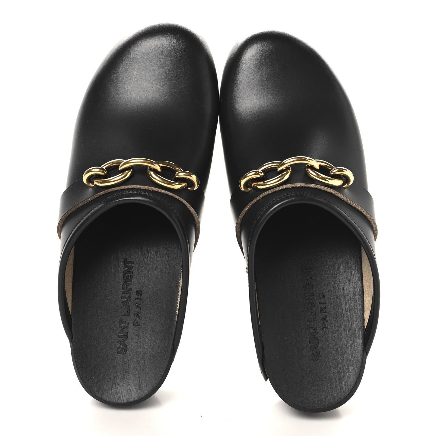 Saint Laurent Smooth Calfskin Le Maillon Clogs 39 Black