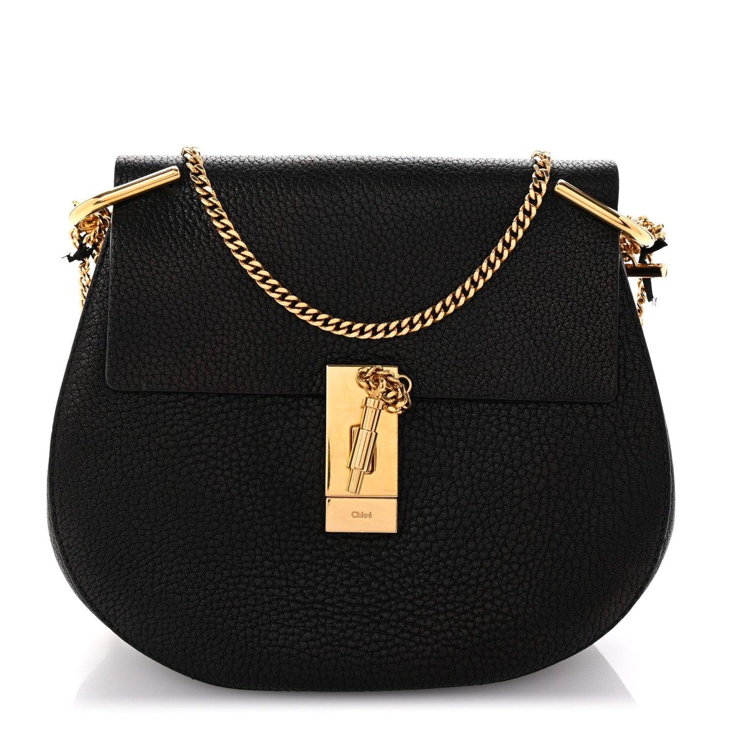Amelia Grained Lambskin Drew Shoulder Bag Black