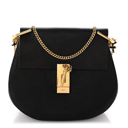 Amelia Grained Lambskin Drew Shoulder Bag Black