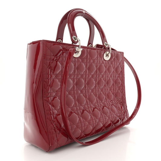Christian Dior Patent Cannage Large Lady Dior Red