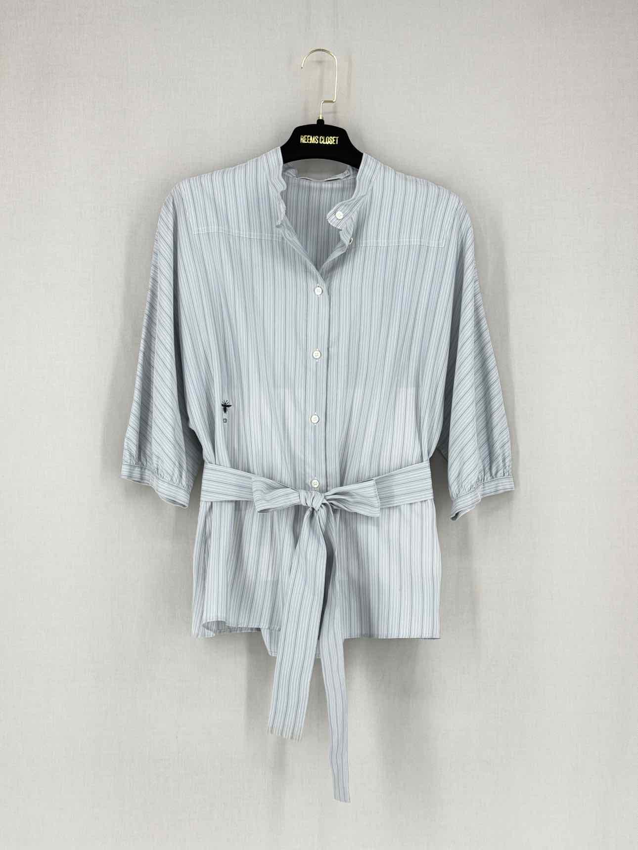 CHRISTIAN DIOR Grey & Blue Pinstripe Size US 6 Blo