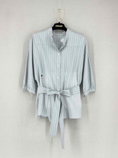 CHRISTIAN DIOR Grey & Blue Pinstripe Size US 6 Blo