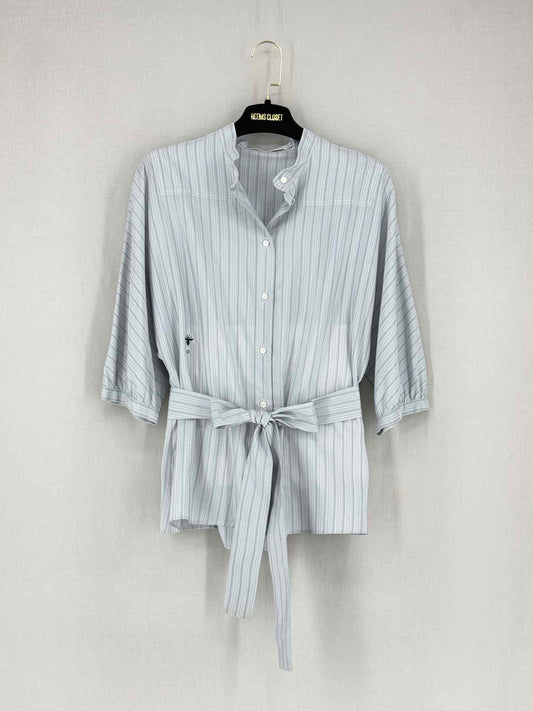CHRISTIAN DIOR Grey & Blue Pinstripe Size US 6 Blo