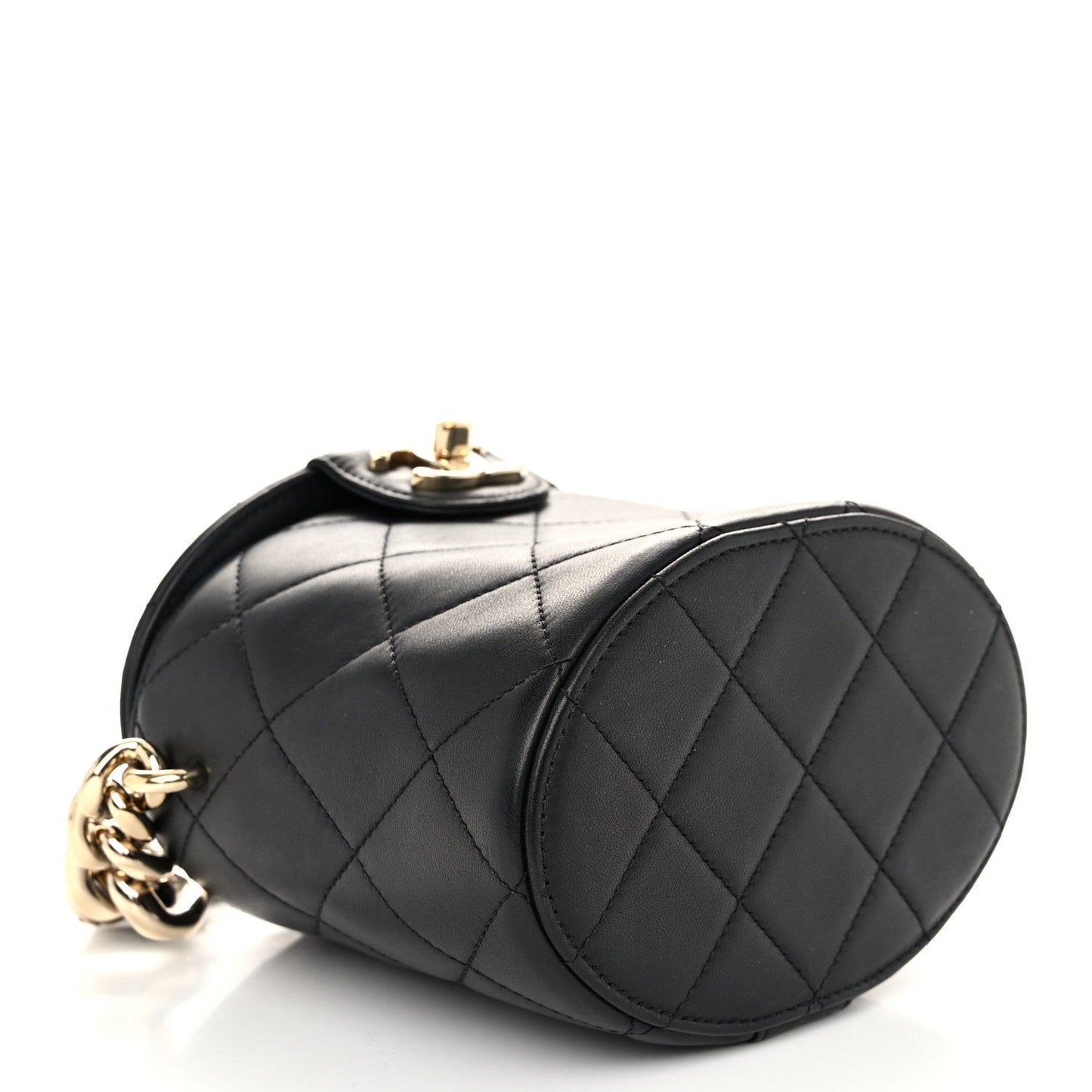 Amelia Lambskin Resin Elegant Chain Vanity Case Black