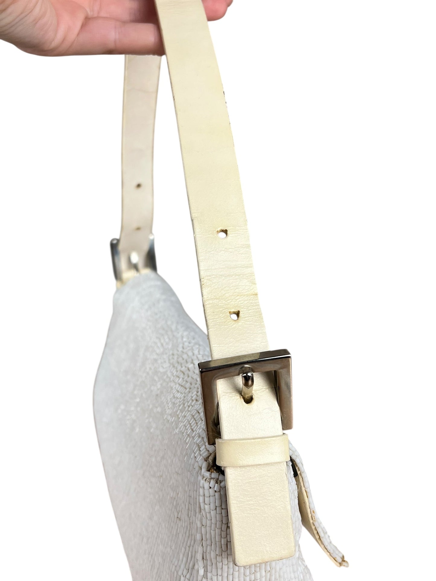Fendi   Beaded Baguette White