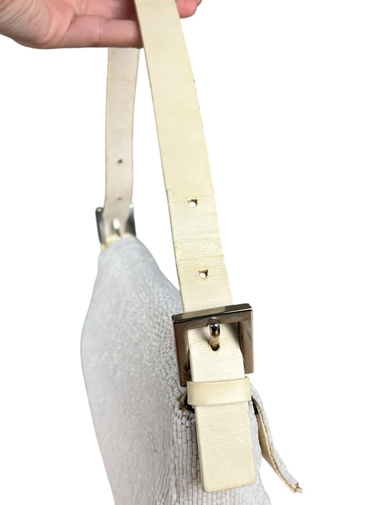 Fendi   Beaded Baguette White