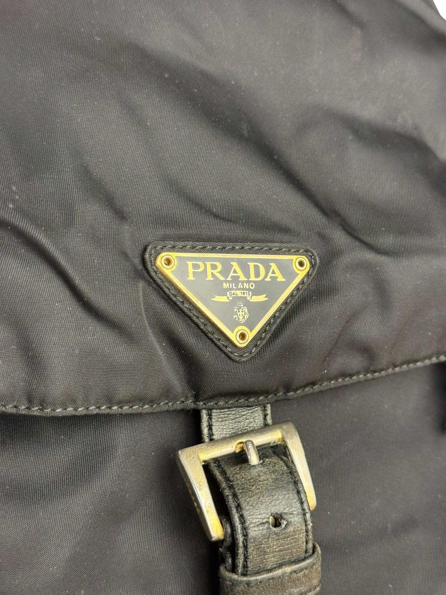 Prada   Black Nylon Drawstring Backpack