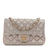 Amelia Metallic Lambskin Perforated Mini Rectangular Flap Light Gold