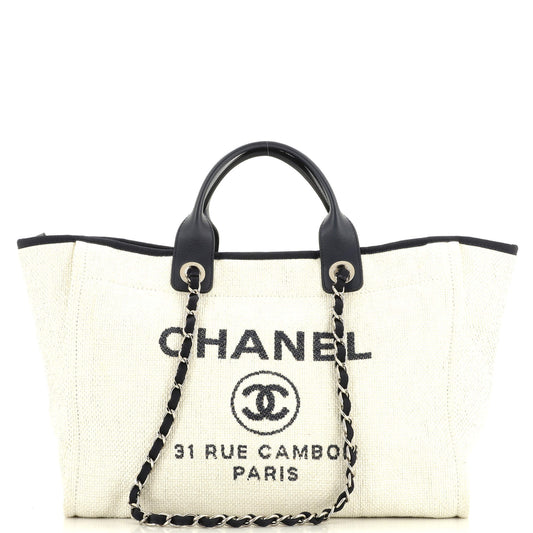 CHANEL Deauville Tote Raffia Medium