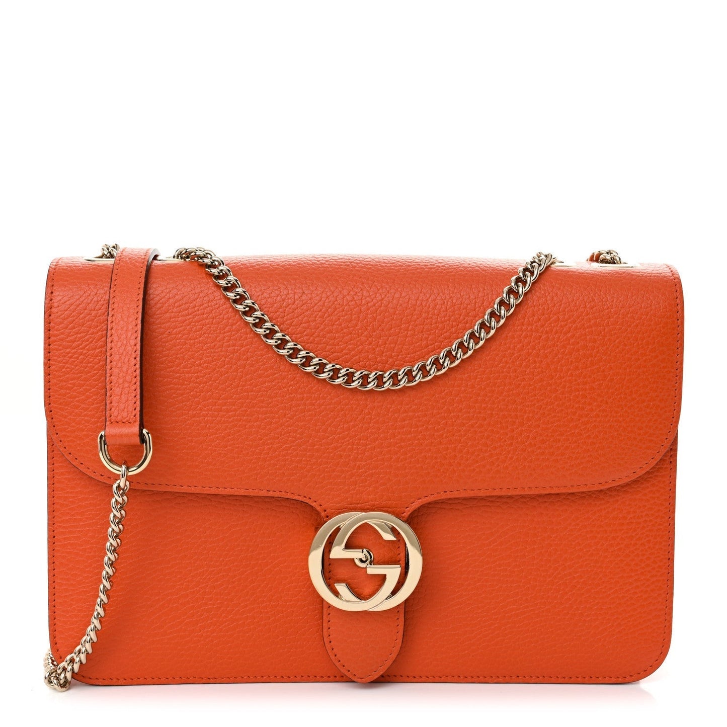 Amelia Dollar Calfskin InterLocking G Shoulder Bag Sun Orange