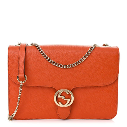 Amelia Dollar Calfskin InterLocking G Shoulder Bag Sun Orange