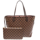 Louis Vuitton Damier New Neverfull MM Rose Ballerine Tote Bag LV