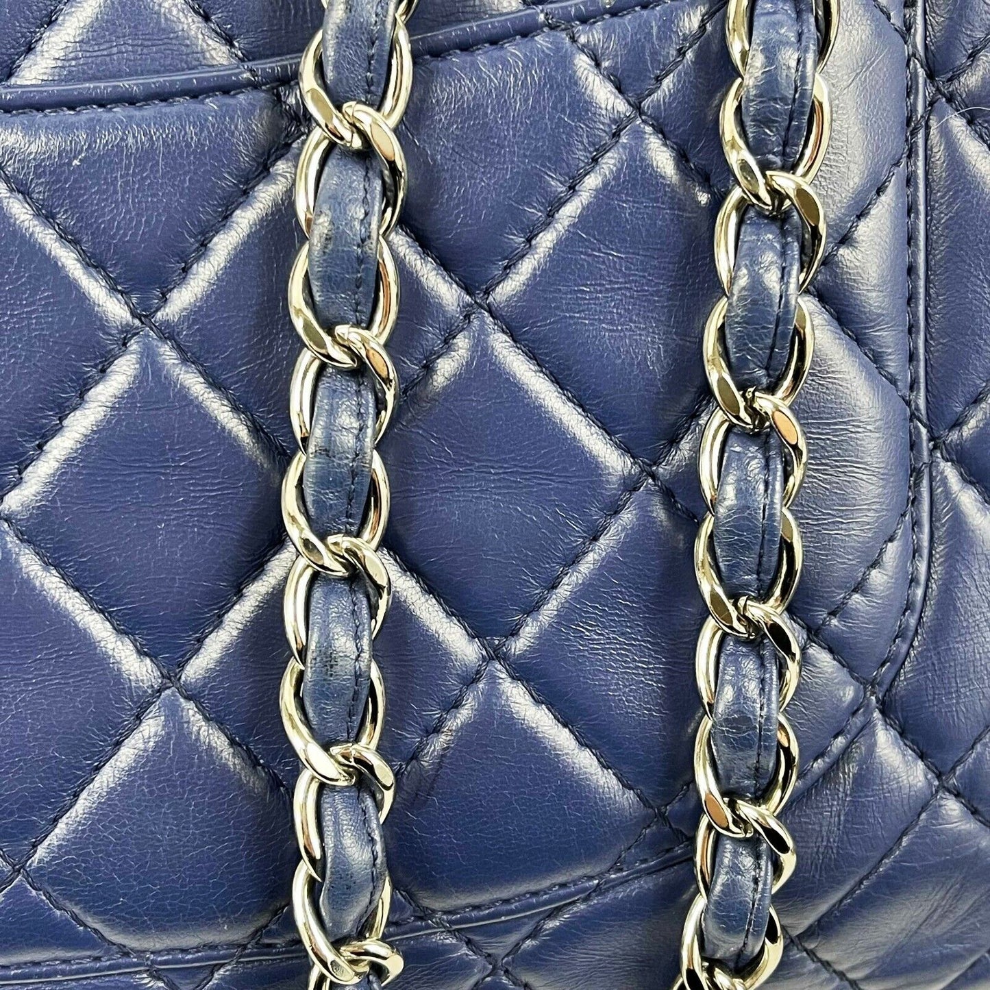 CHANEL Classic 08 Single Flap Bag - Blue Quilted Lambskin Maxi Shoulder Bag