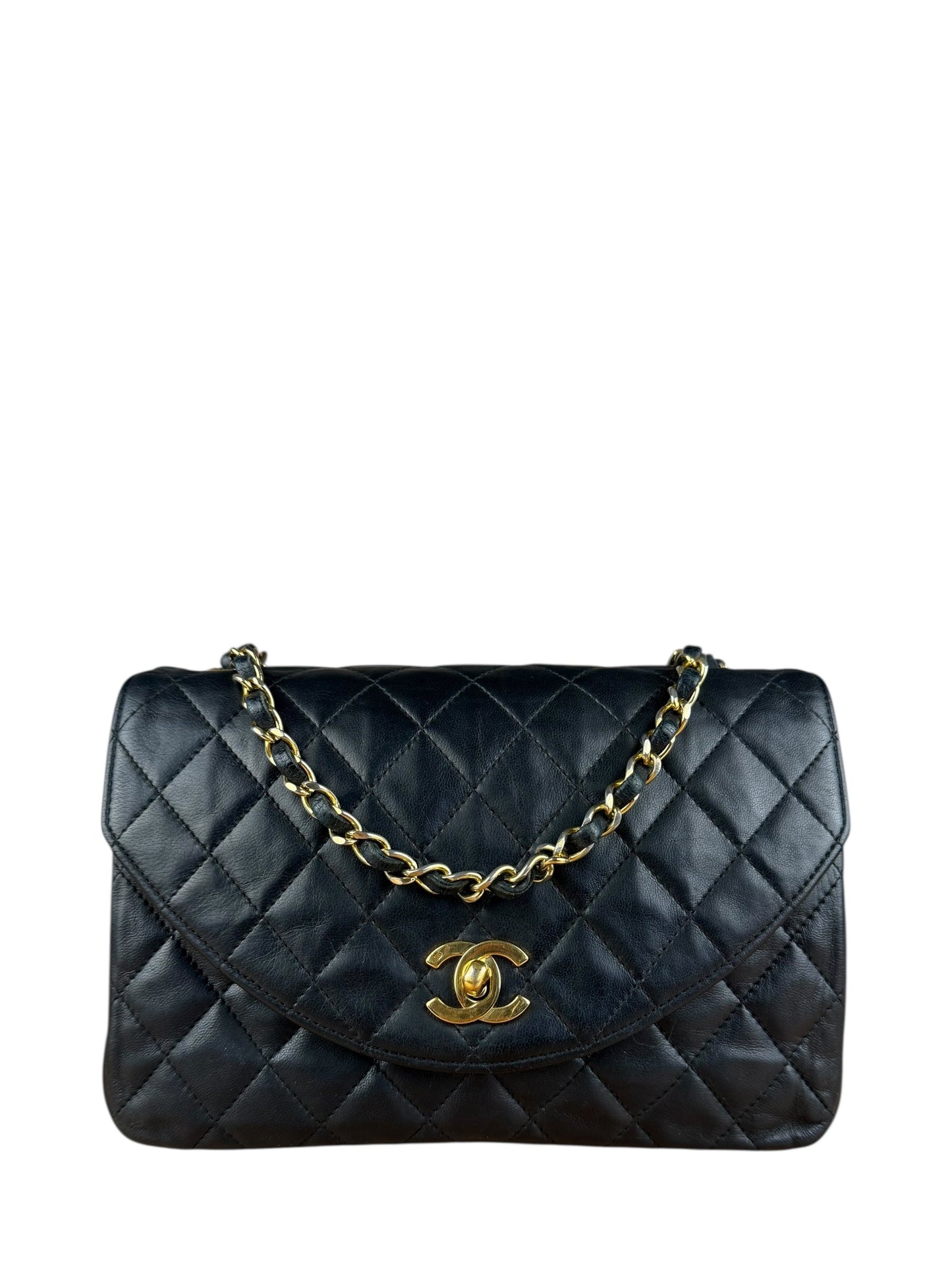 Chanel Black Quilted Half Moon Flap Bag 1990