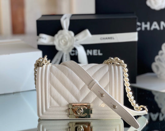 CHL - Mini Boy Flapbag White For Women 5.9in/15cm