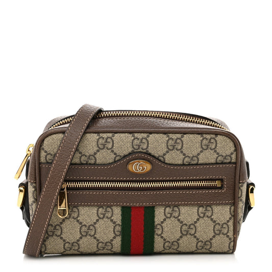 Amelia GG Supreme Monogram Web Mini Ophidia Shoulder Bag Brown