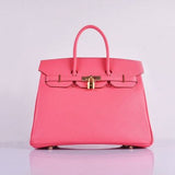 Hermes Birkin 35cm Togo Leather Handbags Lip Pink Golden