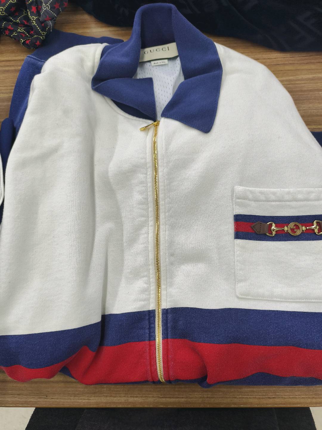 Gucci Striped Stitched Zipper Jacket